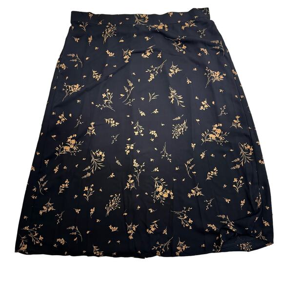 Vince Camuto Black Midi Maxi Pull On Elastic Waist Skirt Black Floral Size XXL - Picture 1 of 6
